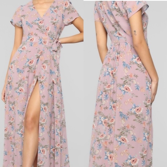 Active USA Floral Wrap Maxi Dress Purple Large - Picture 12 of 12